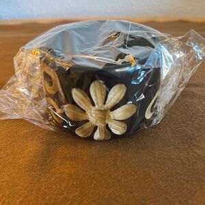 3/30 Bangle Bracelet by Antika Collections Black Tan with 3D Floral Design